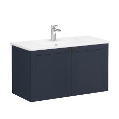 Vitra Root Classic 68734 Lavabo Dolabı, Kapaklı, 100 Cm, Mat Lacivert, Köşeli Lavabolu